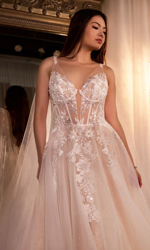 Ladivine CDS476W Long Wedding Gown with Elegant Silhouette