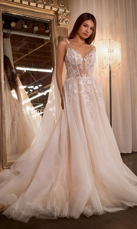Ladivine CDS476W Long Wedding Gown with Elegant Silhouette