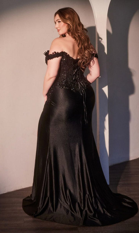 Ladivine CDS537C Plus‑Size Off‑Shoulder Prom Gown with Elegant Silhouette