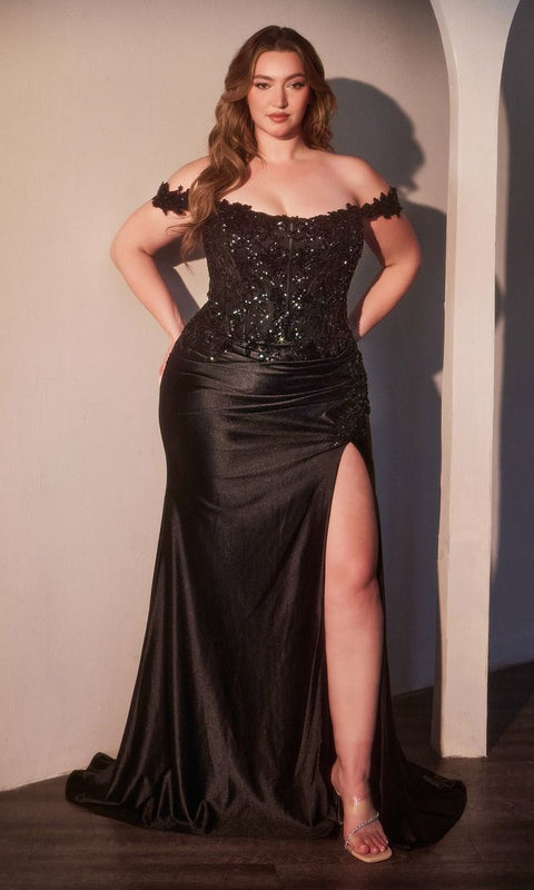 Ladivine CDS537C Plus‑Size Off‑Shoulder Prom Gown with Elegant Silhouette