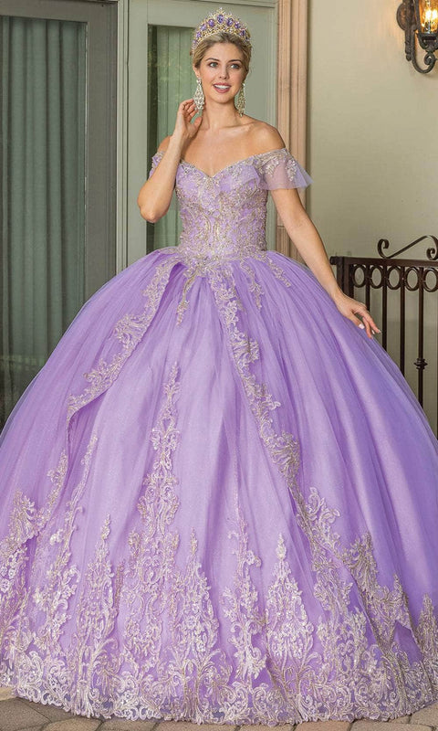 Dancing Queen 1615 - Floral Applique Sweetheart Ball Gown