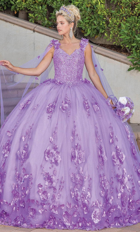 Dancing Queen 1695 - Embroidered Floral Applique Ballgown