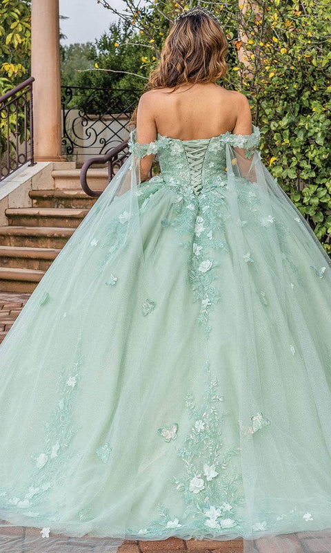 Dancing Queen 1838 - Embroidered Bodice Off Shoulder Ballgown
