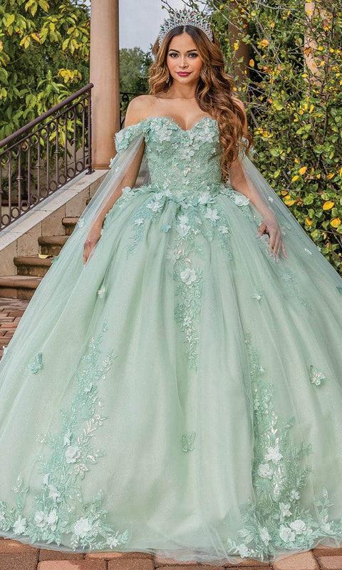Dancing Queen 1838 - Embroidered Bodice Off Shoulder Ballgown