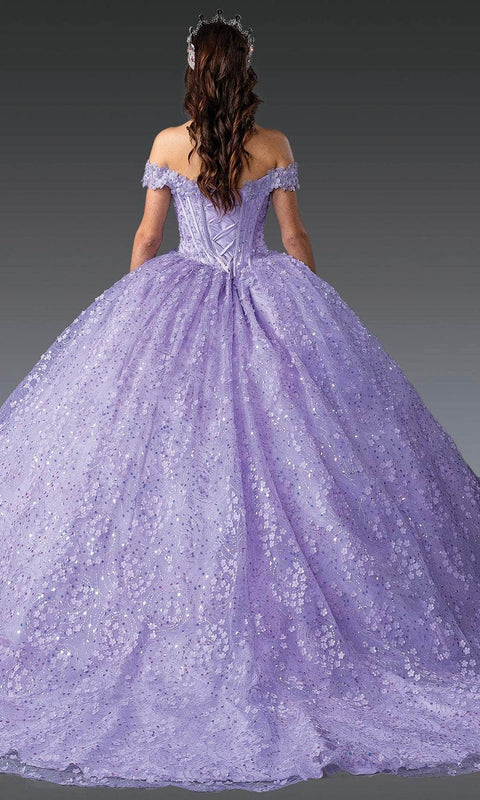 Dancing Queen 1901 - Off-Shoulder Floral Embellished Gown