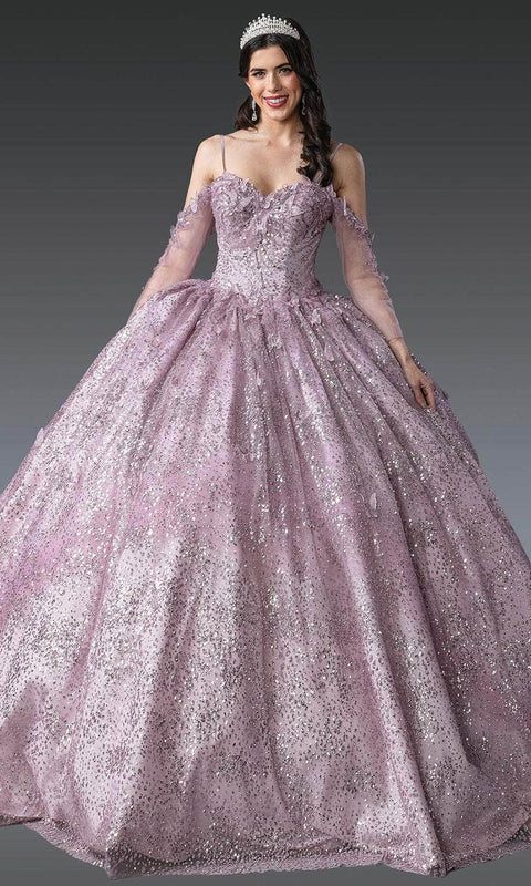 Dancing Queen 1904 - Butterfly Appliqued Cold Shoulder Ballgown