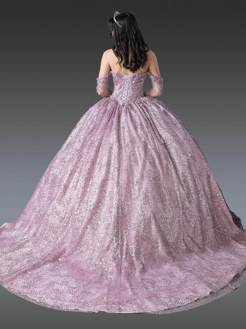 Dancing Queen 1904 - Butterfly Appliqued Cold Shoulder Ballgown