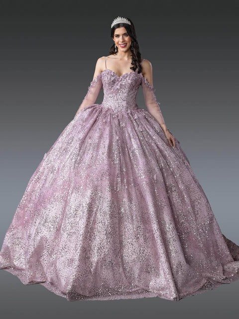 Dancing Queen 1904 - Butterfly Appliqued Cold Shoulder Ballgown