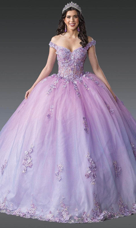 Dancing Queen 1906 - Off Shoulder Applique Quinceanera Gown