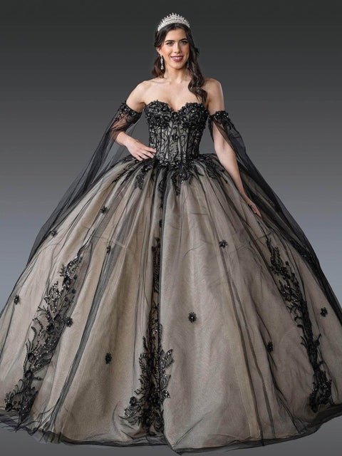 Dancing Queen 1912 - Cape Sleeves Sweetheart Quinceanera Gown