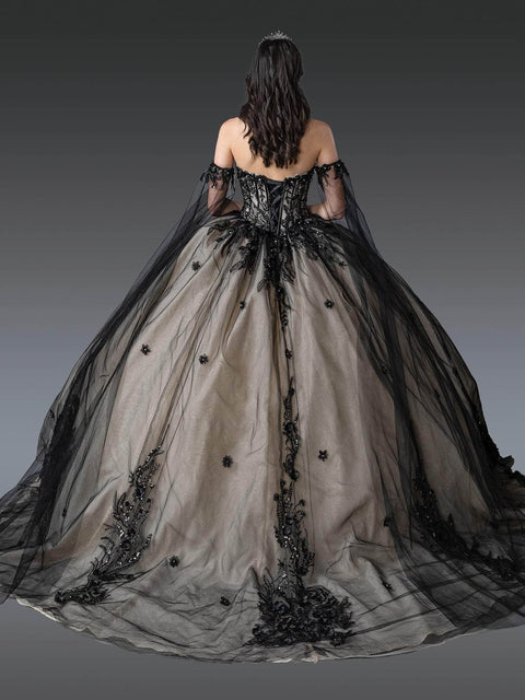 Dancing Queen 1912 - Cape Sleeves Sweetheart Quinceanera Gown