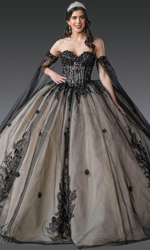 Dancing Queen 1912 - Cape Sleeves Sweetheart Quinceanera Gown