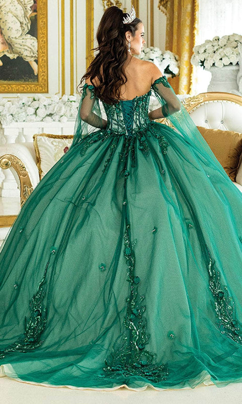 Dancing Queen 1912 - Cape Sleeves Sweetheart Quinceanera Gown