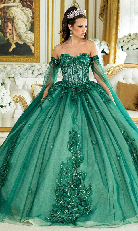 Dancing Queen 1912 - Cape Sleeves Sweetheart Quinceanera Gown