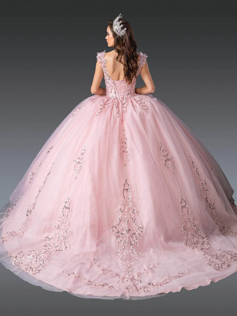 Dancing Queen 1925 - Sequined Plunging V-Neck Quince Gown