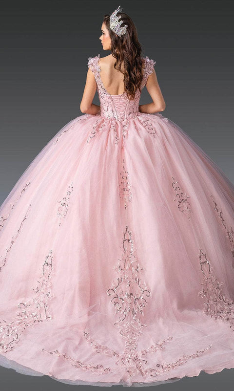 Dancing Queen 1925 - Sequined Plunging V-Neck Quince Gown