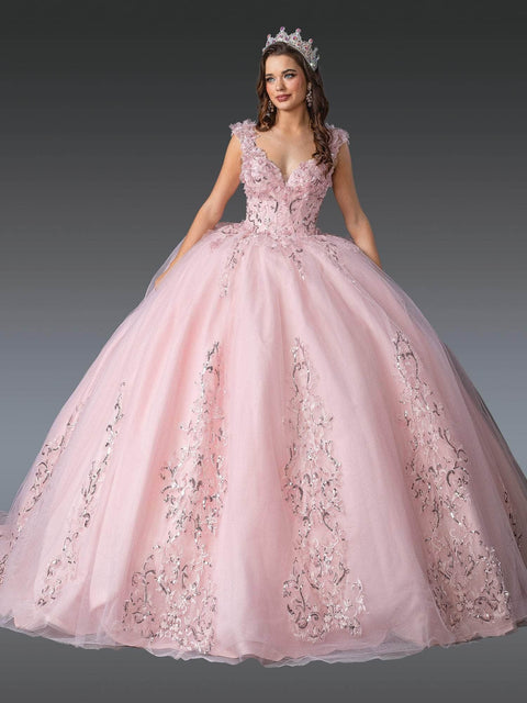 Dancing Queen 1925 - Sequined Plunging V-Neck Quince Gown