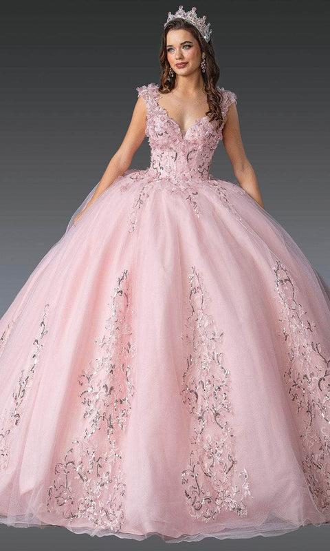 Dancing Queen 1925 - Sequined Plunging V-Neck Quince Gown