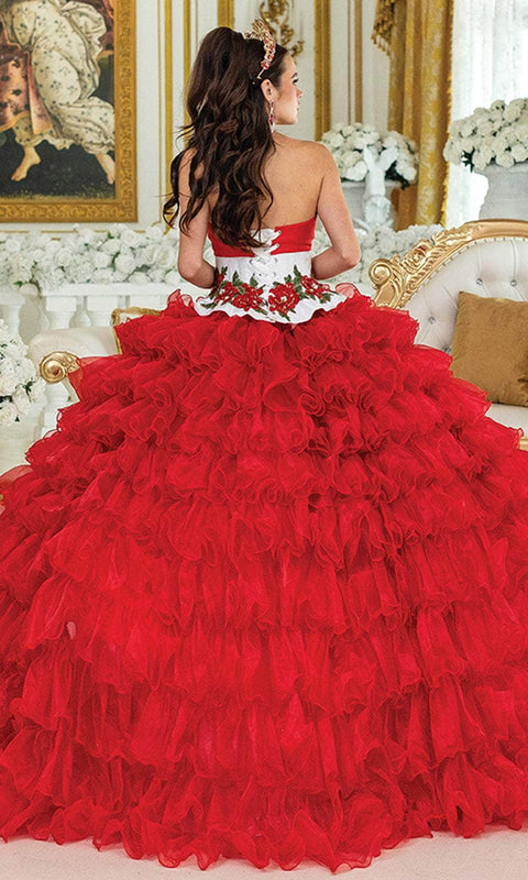 Dancing Queen 1934 - Floral Embroidered Strapless Ballgown