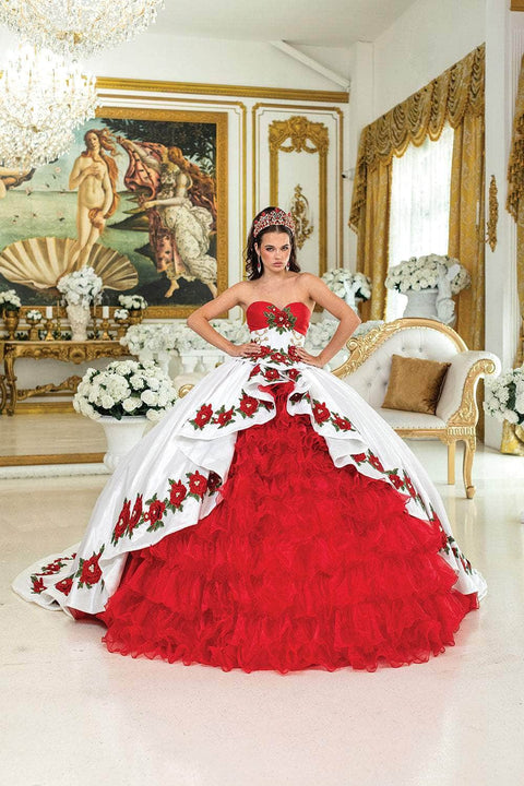Dancing Queen 1934 - Floral Embroidered Strapless Ballgown