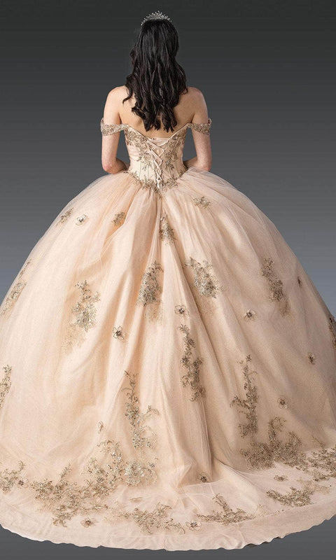 Dancing Queen 1943 - Draped Sleeve Glitter Ballgown