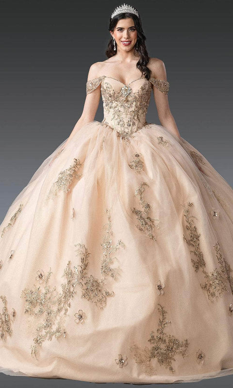Dancing Queen 1943 - Draped Sleeve Glitter Ballgown