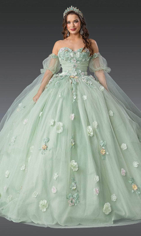 Dancing Queen 1945 - 3D Floral Applique Quinceanera Gown