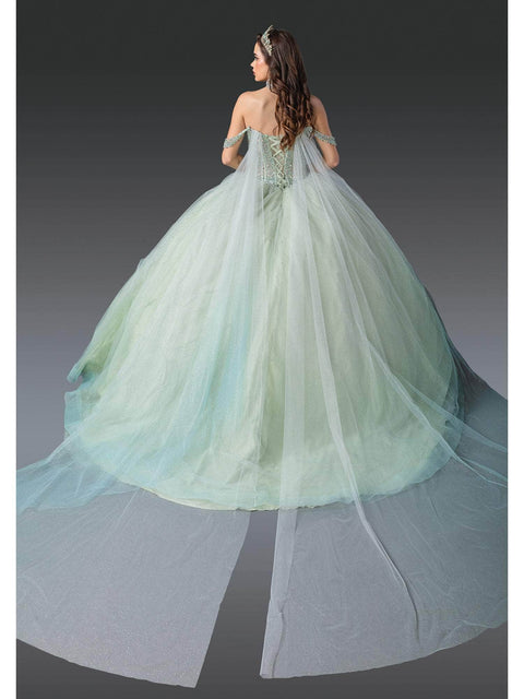 Dancing Queen 1950 - Draped Sleeve Embellished Quince Gown