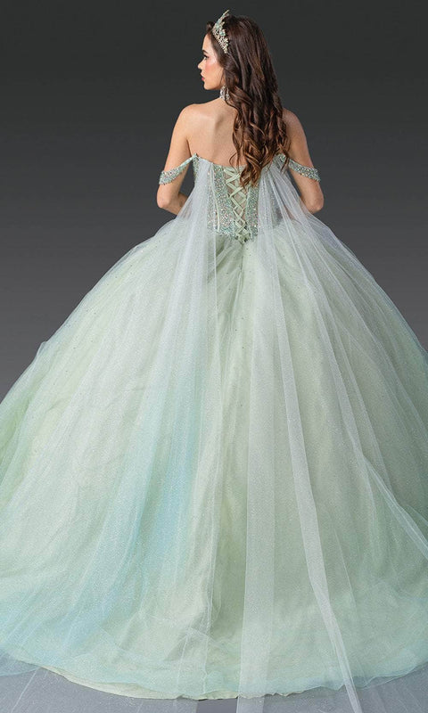 Dancing Queen 1950 - Draped Sleeve Embellished Quince Gown