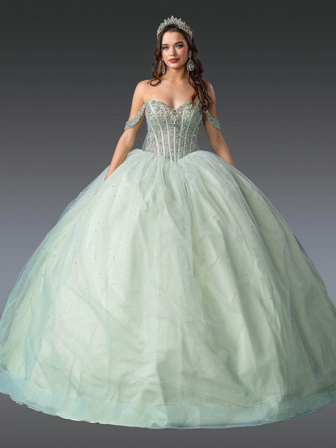 Dancing Queen 1950 - Draped Sleeve Embellished Quince Gown