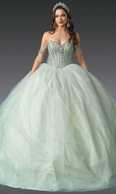 Dancing Queen 1950 - Draped Sleeve Embellished Quince Gown