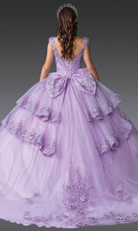 Dancing Queen 1952 - Layered Skirt Cap Sleeve Quinceanera Gown