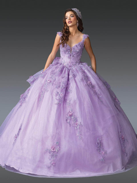 Dancing Queen 1952 - Layered Skirt Cap Sleeve Quinceanera Gown