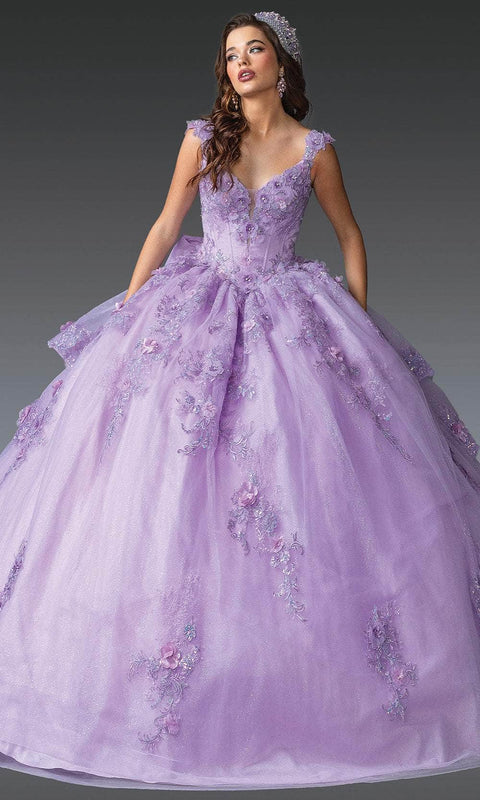 Dancing Queen 1952 - Layered Skirt Cap Sleeve Quinceanera Gown