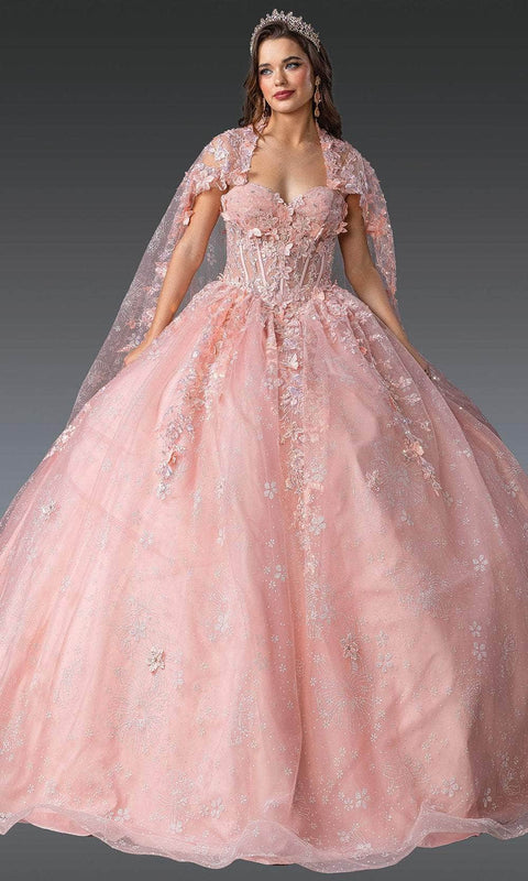Dancing Queen 1970 - Floral Cape Sleeve Quince Gown
