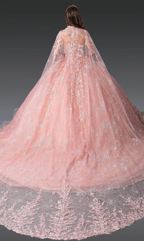 Dancing Queen 1970 - Floral Cape Sleeve Quince Gown