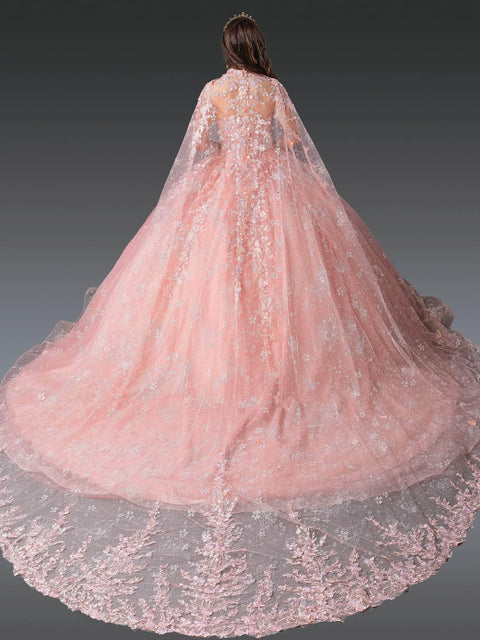 Dancing Queen 1970 - Floral Cape Sleeve Quince Gown