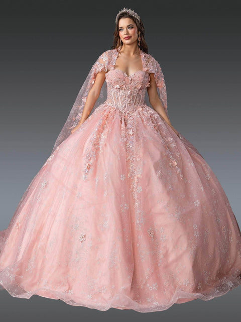 Dancing Queen 1970 - Floral Cape Sleeve Quince Gown