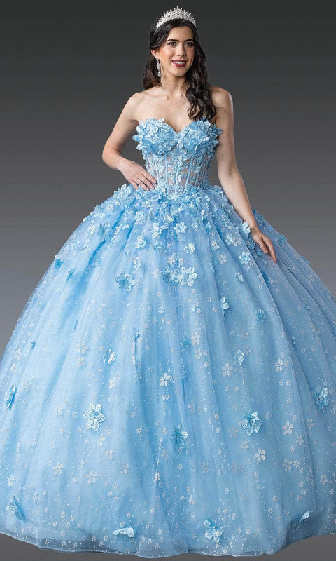 Dancing Queen 1972 - Sheer Bodice Sweetheart Neckline Ballgown