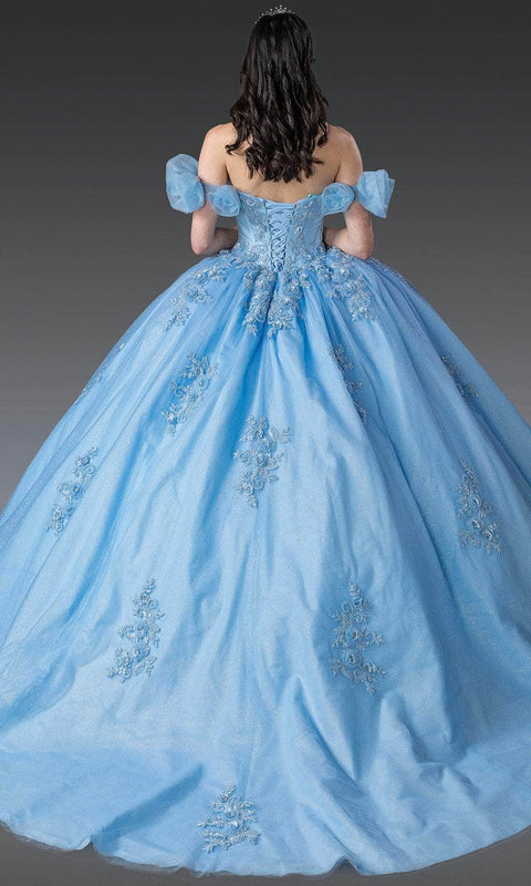 Dancing Queen 1976 - Lace-Up Puff Sleeve Off Shoulder Ballgown