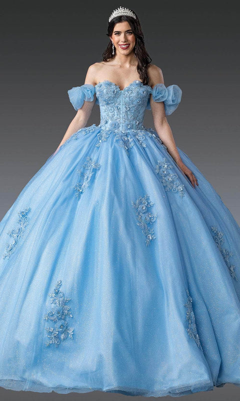 Dancing Queen 1976 - Lace-Up Puff Sleeve Off Shoulder Ballgown