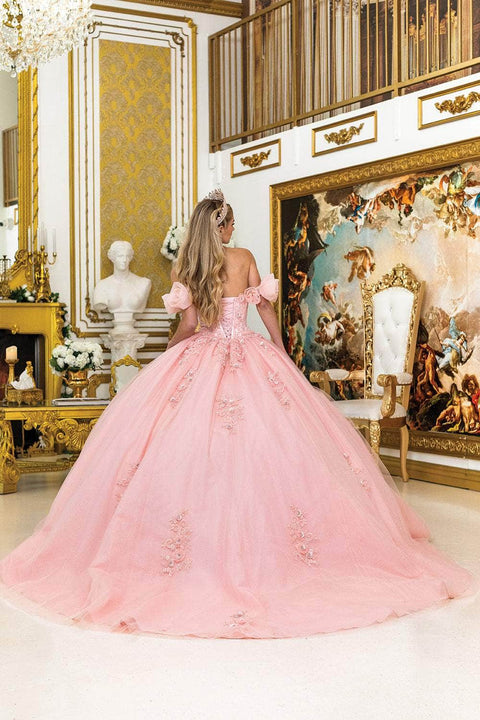 Dancing Queen 1976 - Lace-Up Puff Sleeve Off Shoulder Ballgown