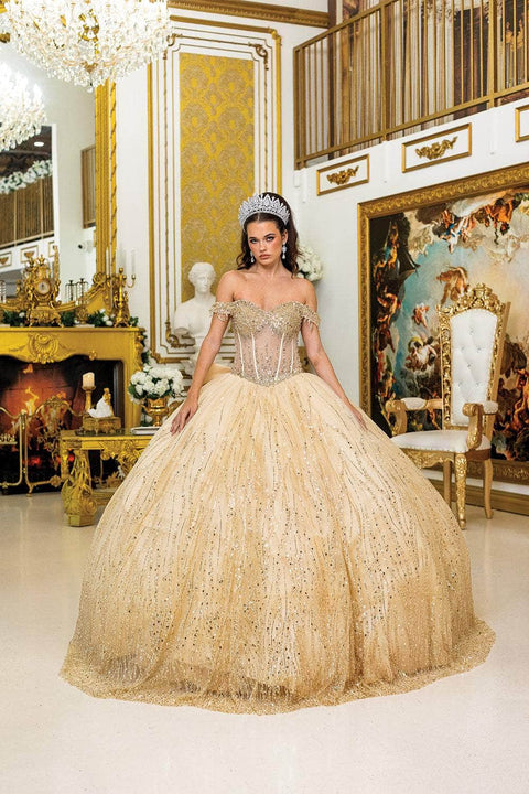 Dancing Queen 1982 - Off Shoulder Sequin Ballgown