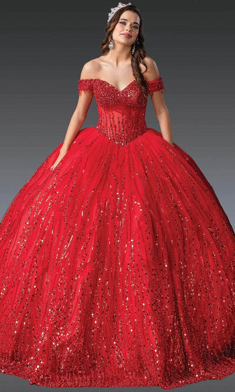 Dancing Queen 1982 - Off Shoulder Sequin Ballgown