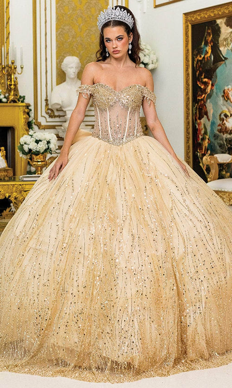 Dancing Queen 1982 - Off Shoulder Sequin Ballgown