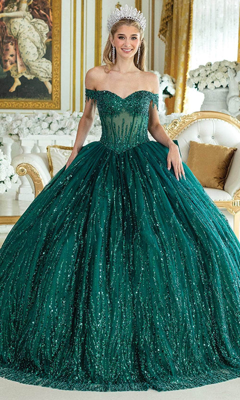 Dancing Queen 1982 - Off Shoulder Sequin Ballgown