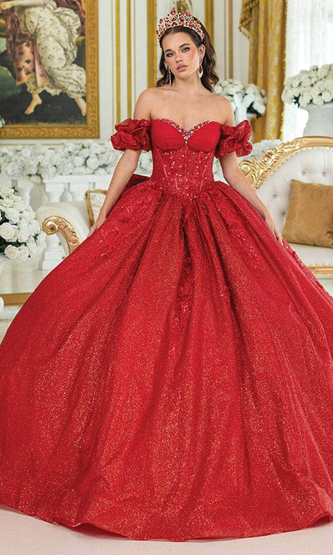 Dancing Queen 1985 - Ruffled Sleeve Sparkling Ballgown