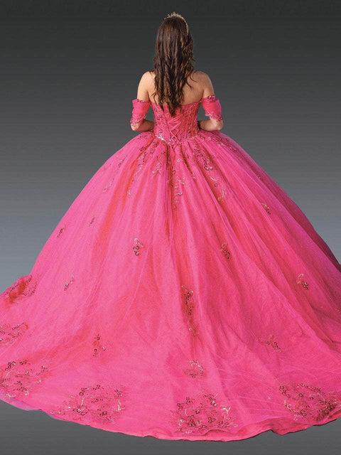 Dancing Queen 1987 - Off Shoulder Glitter Quince Dress