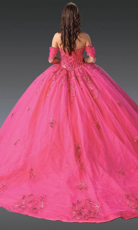 Dancing Queen 1987 - Off Shoulder Glitter Quince Dress