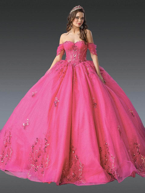 Dancing Queen 1987 - Off Shoulder Glitter Quince Dress